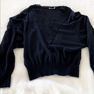 Chloe V Neck Lace Insert Sweater